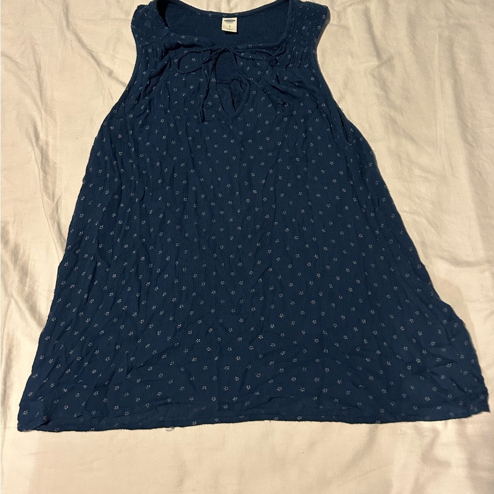 Old Navy Blue Sleeveless Tie Front Tank Top